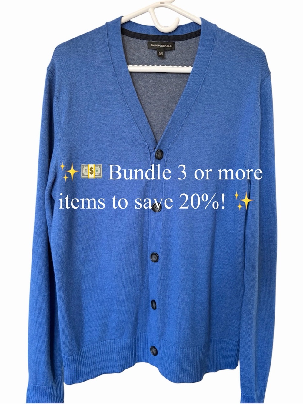 Banana Republic Men's Royal Blue V-Neck Button Cardigan